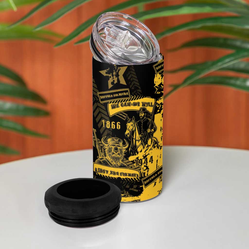 Buffalo Soldiers African American 4 in 1 Can Cooler Tumbler Military Urban Retro Style - African Pride