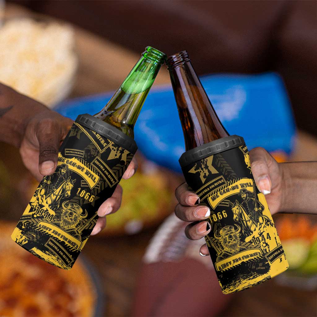 Buffalo Soldiers African American 4 in 1 Can Cooler Tumbler Military Urban Retro Style - African Pride