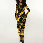 Buffalo Soldiers African American Long Sleeve Bodycon Dress Military Urban Retro Style - African Pride