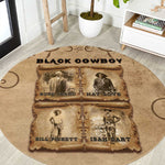 Black Cowboy Round Carpet African American Black History Western Grunge - African Pride