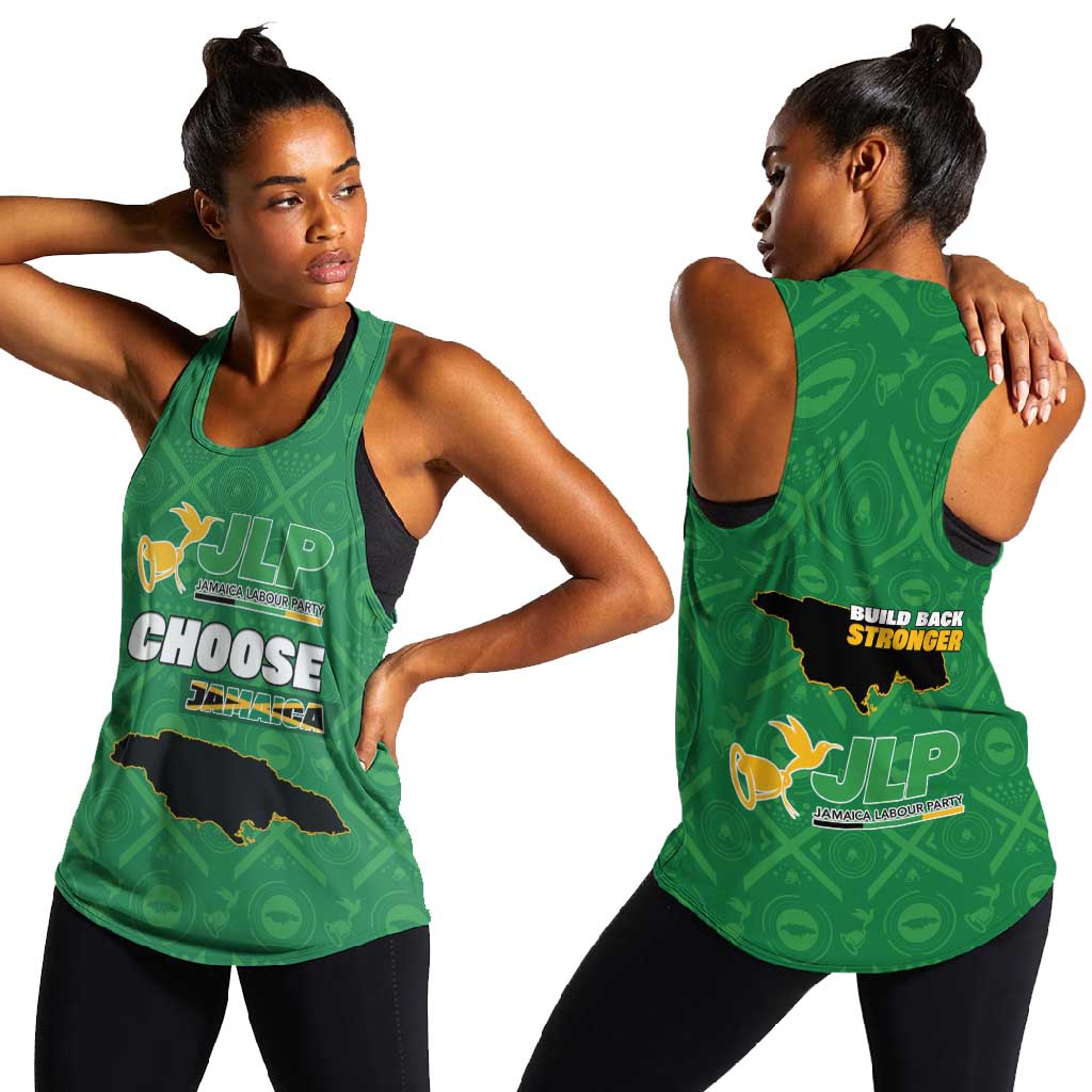 JLP Jamaica Labour Party Women Racerback Tank Build Back Stronger - African Pride
