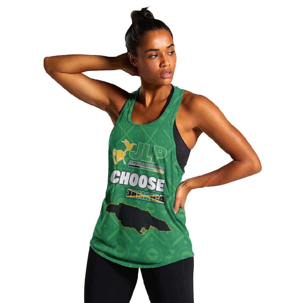 JLP Jamaica Labour Party Women Racerback Tank Build Back Stronger - African Pride