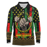 Juneteenth Celebration 2024 Long Sleeve Polo Shirt Black History June 19