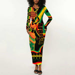 Juneteenth 2024 Long Sleeve Bodycon Dress 1865 Freedom Day Anniversary