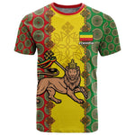 Personalized Ethiopia T shirt with Lion of Judah and African Pattern Design