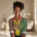 Personalized Ethiopia Women Casual Shirt with Lion of Judah and African Pattern Design LT01