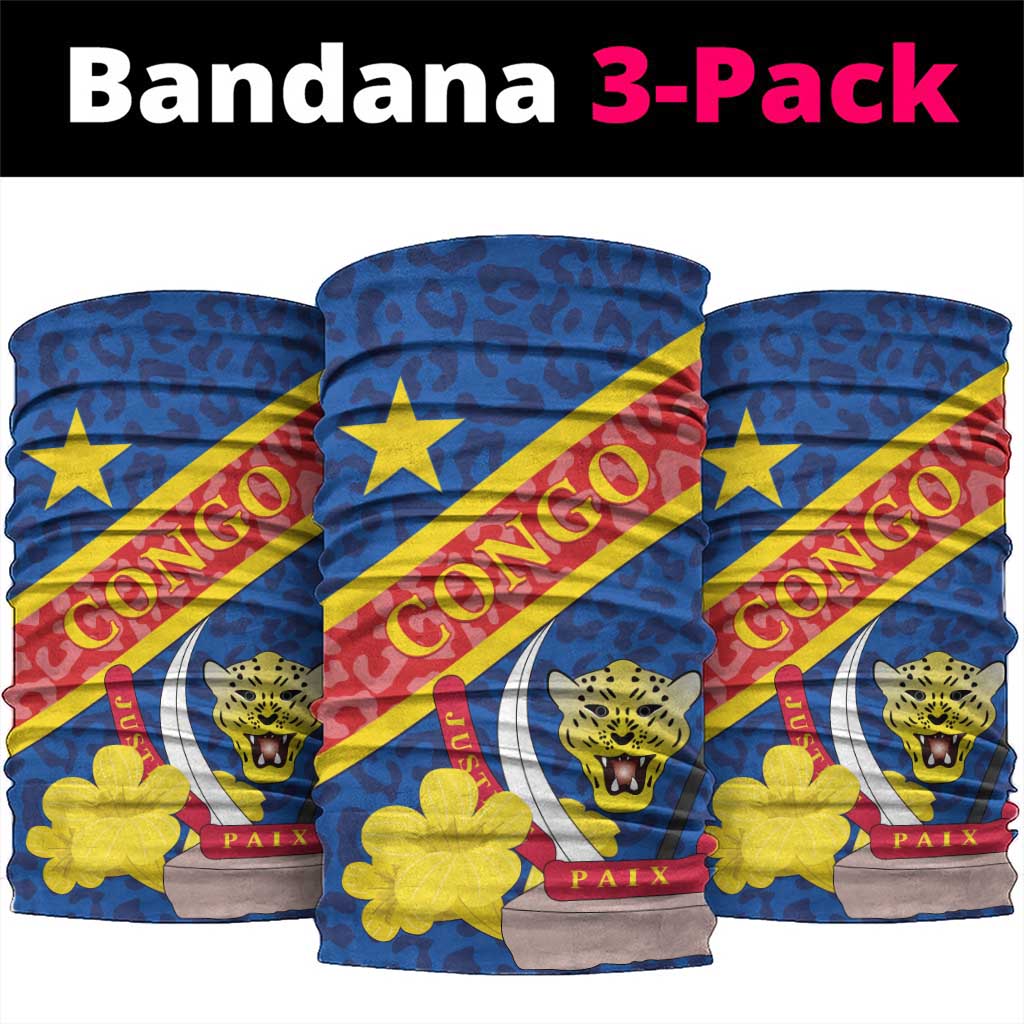 Congo DR Neck Gaiter Coat Of Arms Leopard Pattern LT01