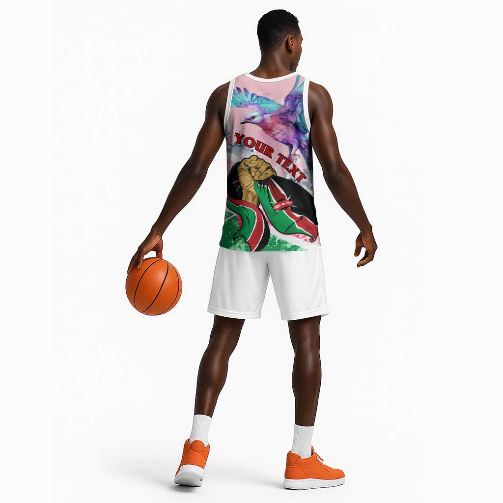 Personalized Kenya Independence Day Basketball Jersey with Lilac Breasted Roller - Unique Version LT01
