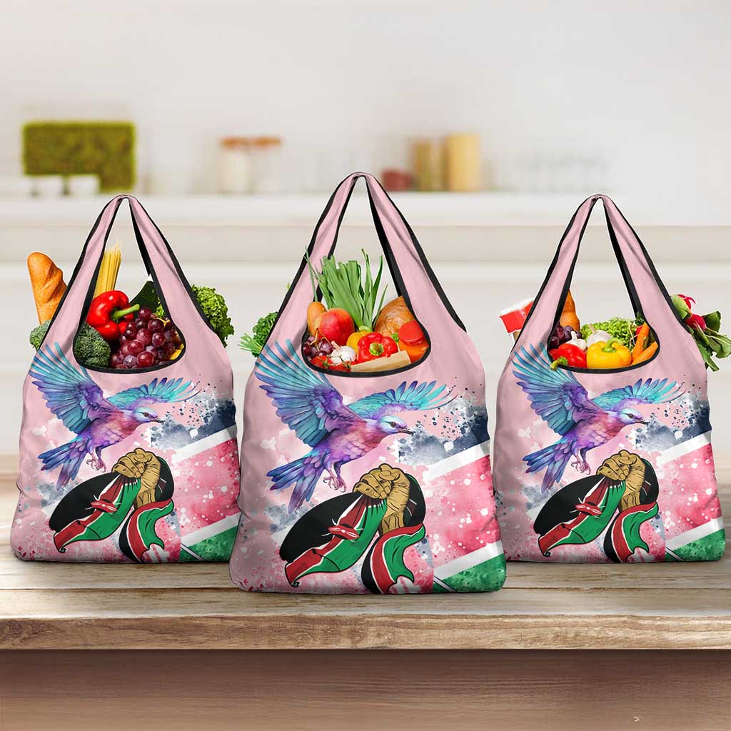 Kenya Independence Day Grocery Bag with Lilac Breasted Roller - Unique Version