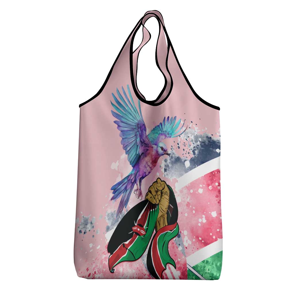 Kenya Independence Day Grocery Bag with Lilac Breasted Roller - Unique Version