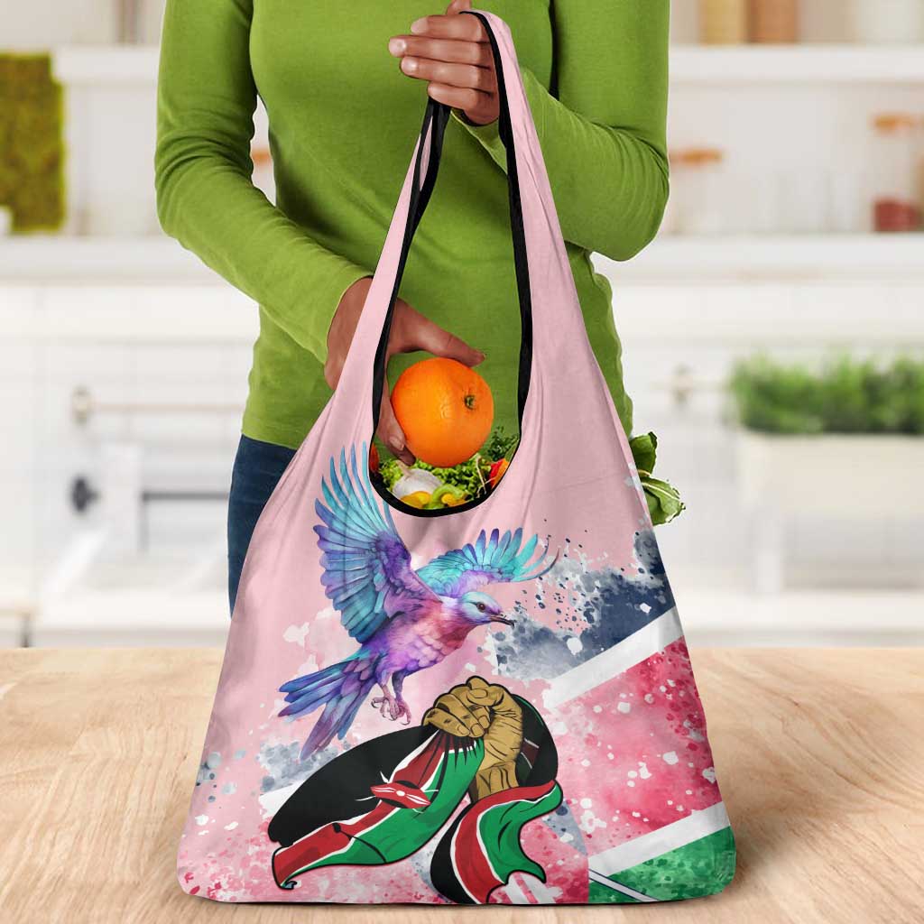 Kenya Independence Day Grocery Bag with Lilac Breasted Roller - Unique Version