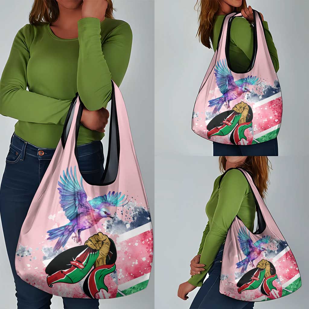 Kenya Independence Day Grocery Bag with Lilac Breasted Roller - Unique Version