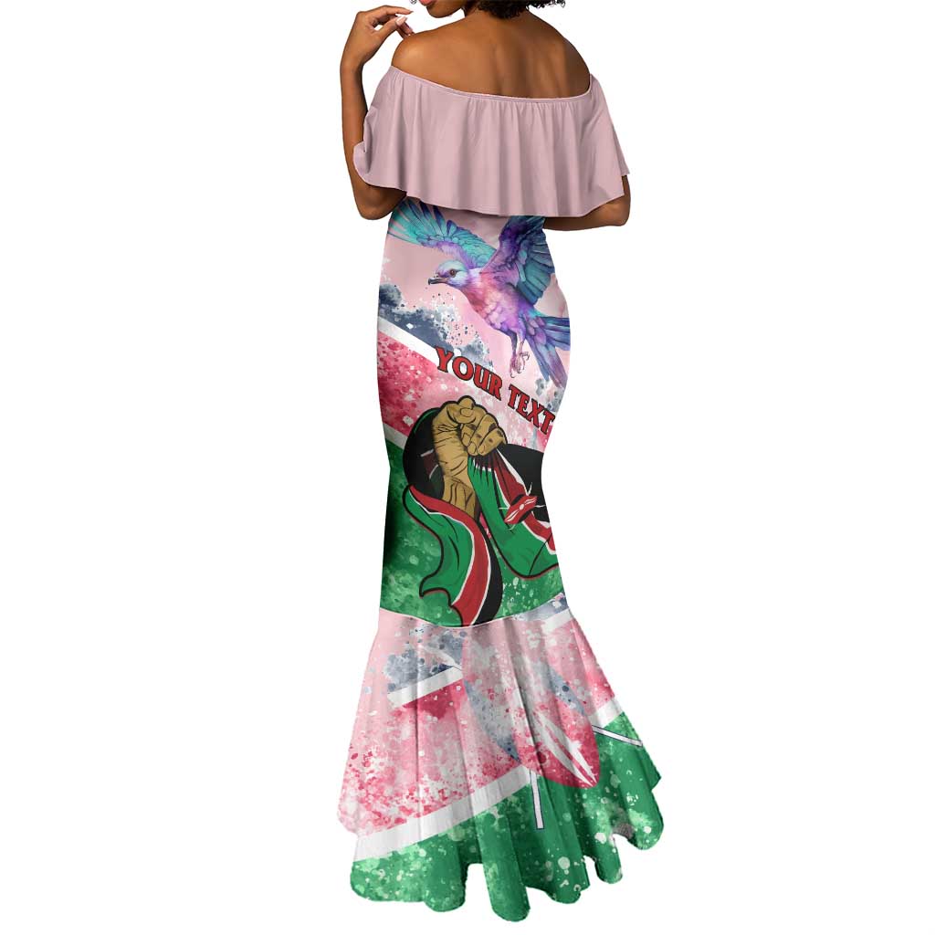 Personalized Kenya Independence Day Mermaid Dress with Lilac Breasted Roller - Unique Version