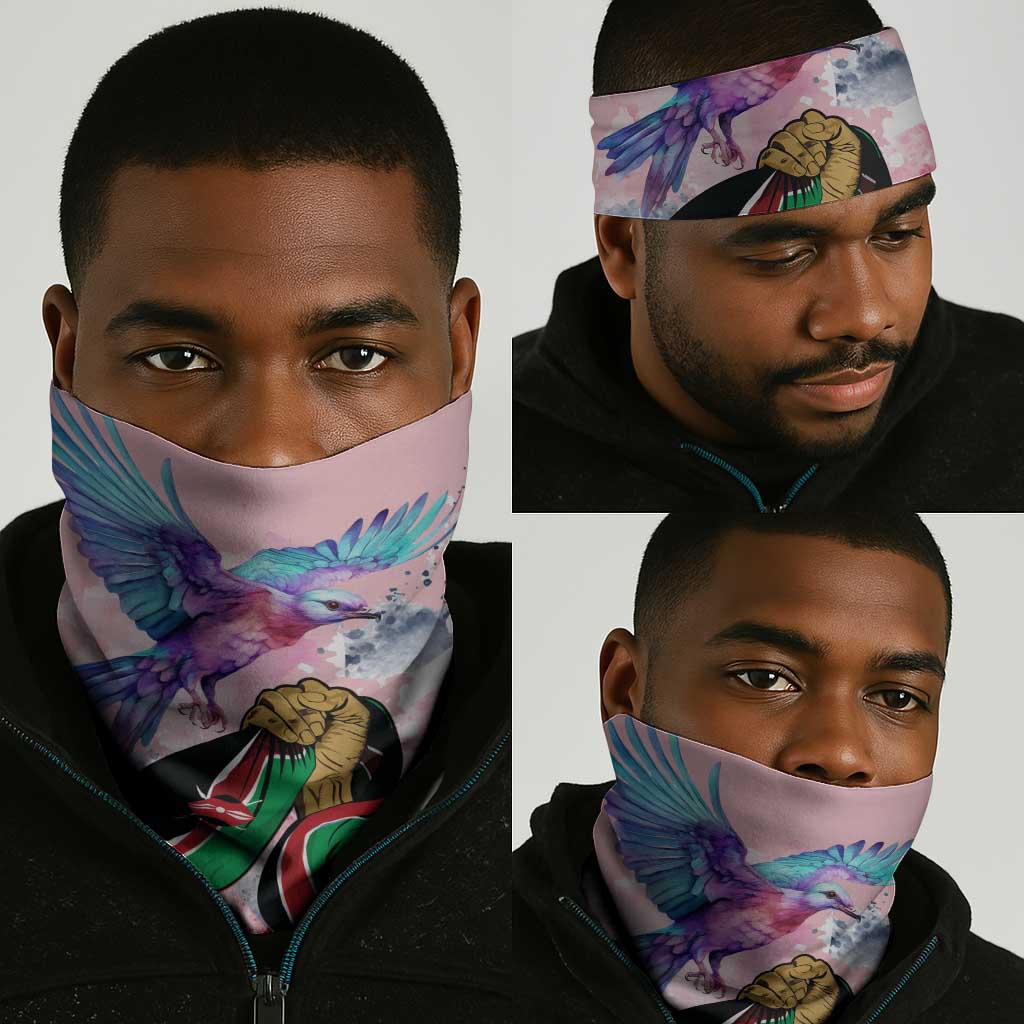Kenya Independence Day Neck Gaiter Lilac Breasted Roller - Unique Version LT01