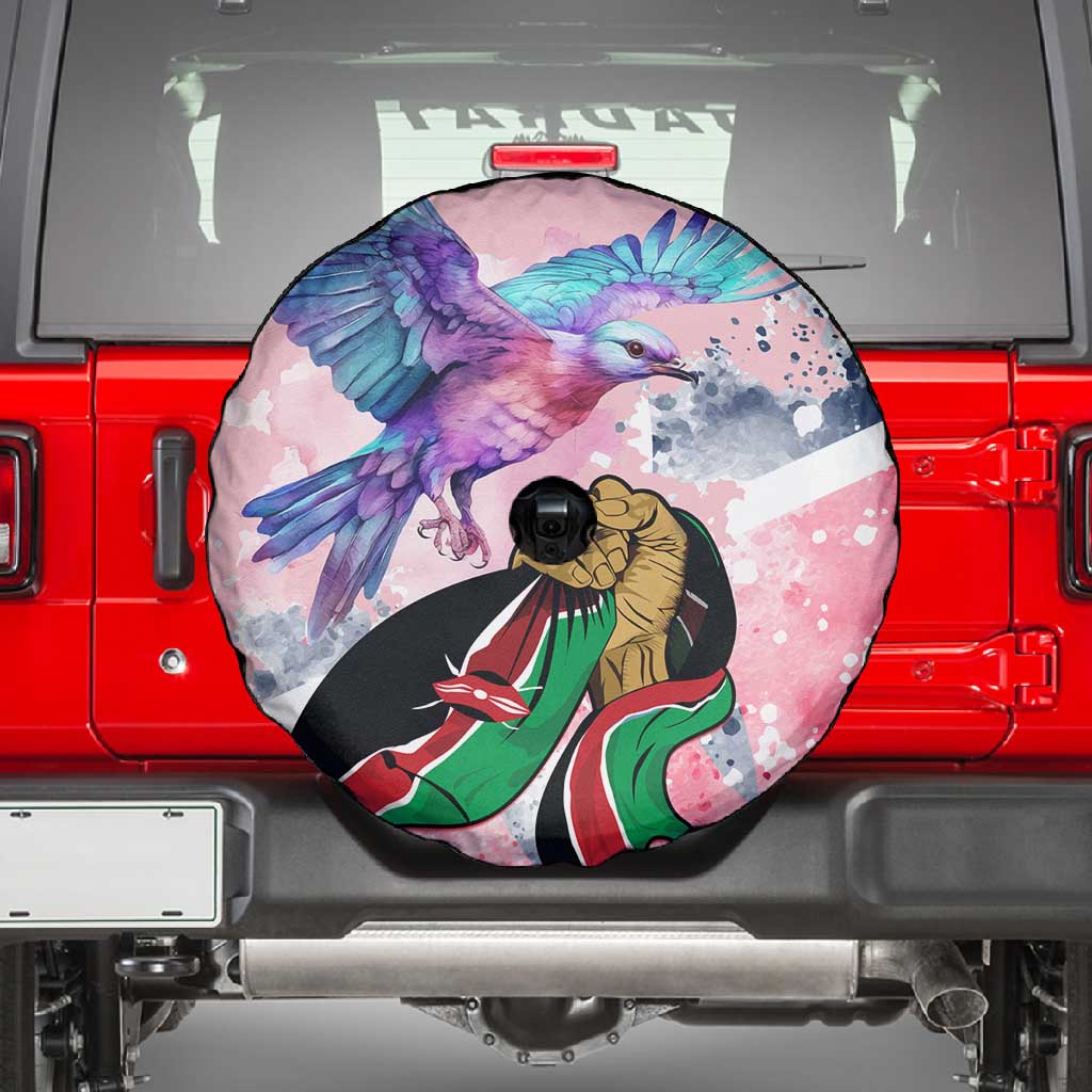 Kenya Independence Day Spare Tire Cover with Lilac Breasted Roller - Unique Version