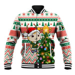 Personalized South Africa Rugby Christmas Baseball Jacket with Cute Springbok and Christmas Tree LT01