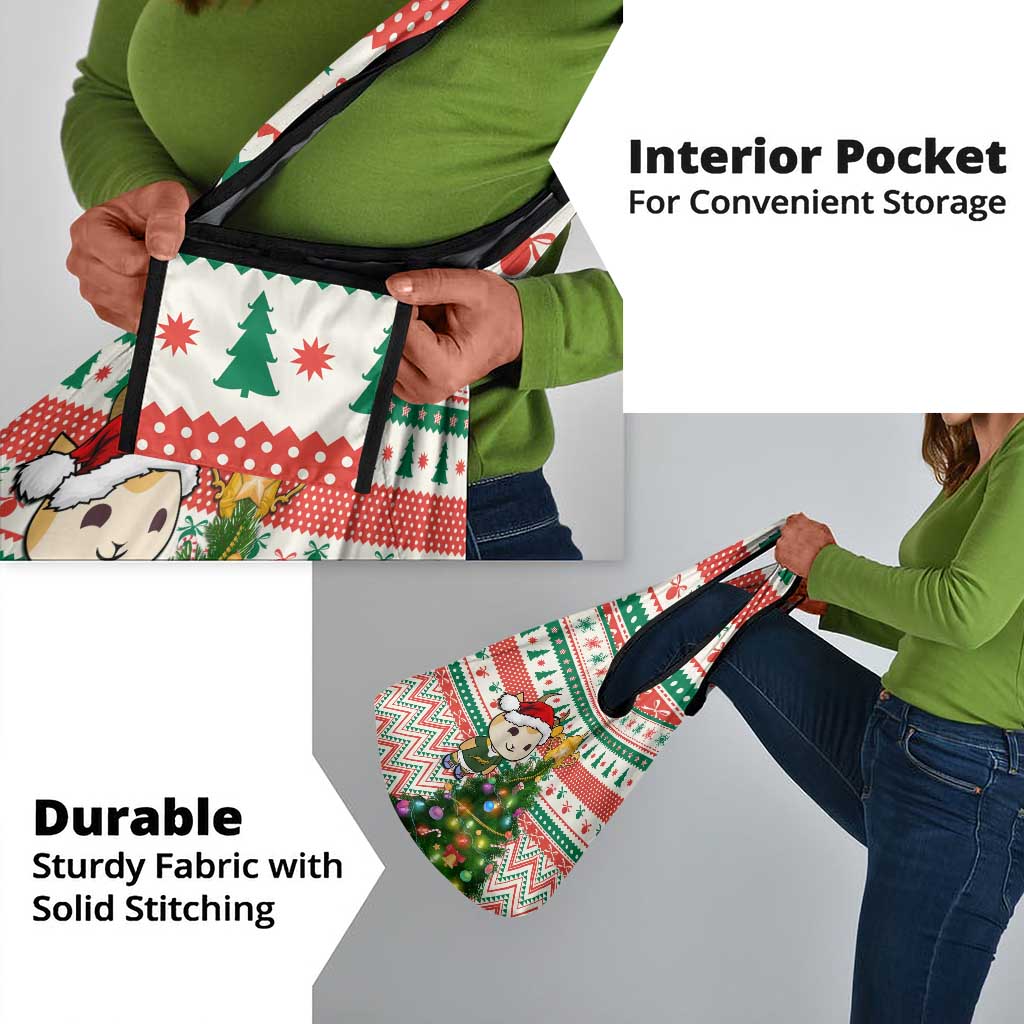 South Africa Rugby Christmas Grocery Bag with Cute Springbok and Christmas Tree