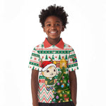Personalized South Africa Rugby Christmas Kid Polo Shirt with Cute Springbok and Christmas Tree