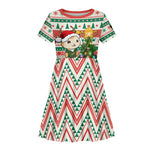 Personalized South Africa Rugby Christmas Kid Short Sleeve Dress with Cute Springbok and Christmas Tree