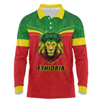 Personalized Ethiopia Long Sleeve Polo Shirt with Lion of Judah Flag Style - Special Version