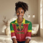 Personalized Ethiopia Women Casual Shirt with Lion of Judah Flag Style - Special Version LT01