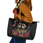 Sugar Skull Couple Valentine Leather Tote Bag Roses Romantic Love