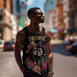 Personalised Sugar Skull Couple Valentine Men Tank Top Roses Romantic Love