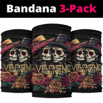 Sugar Skull Couple Valentine Neck Gaiter Roses Romantic Love LT01