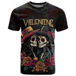 Personalised Sugar Skull Couple Valentine T shirt Roses Romantic Love