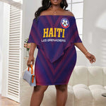Custom Afro Haiti Football Off Shoulder Short Dress Come On Les Grenadiers