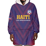 Custom Afro Haiti Football Wearable Blanket Hoodie Come On Les Grenadiers