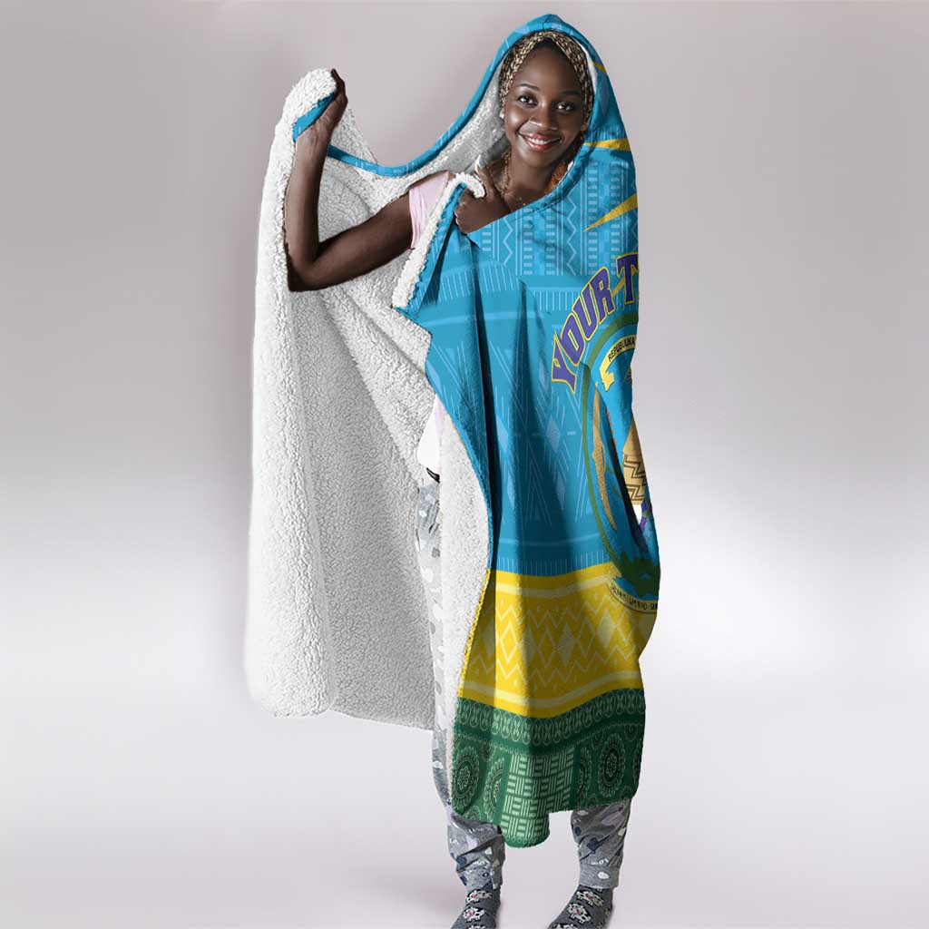 Personalized Rwanda Hooded Blanket Coat of Arms With African Pattern