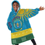 Personalized Rwanda KId Wearable Blanket Hoodie Coat of Arms With African Pattern