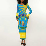 Personalized Rwanda Long Sleeve Bodycon Dress Coat of Arms With African Pattern LT01