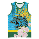 Rwanda Independence Day Basketball Jersey Leopard With Roses - African Pride