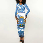 Personalized Somalia Independence Day Long Sleeve Bodycon Dress African Leopard Pattern LT01