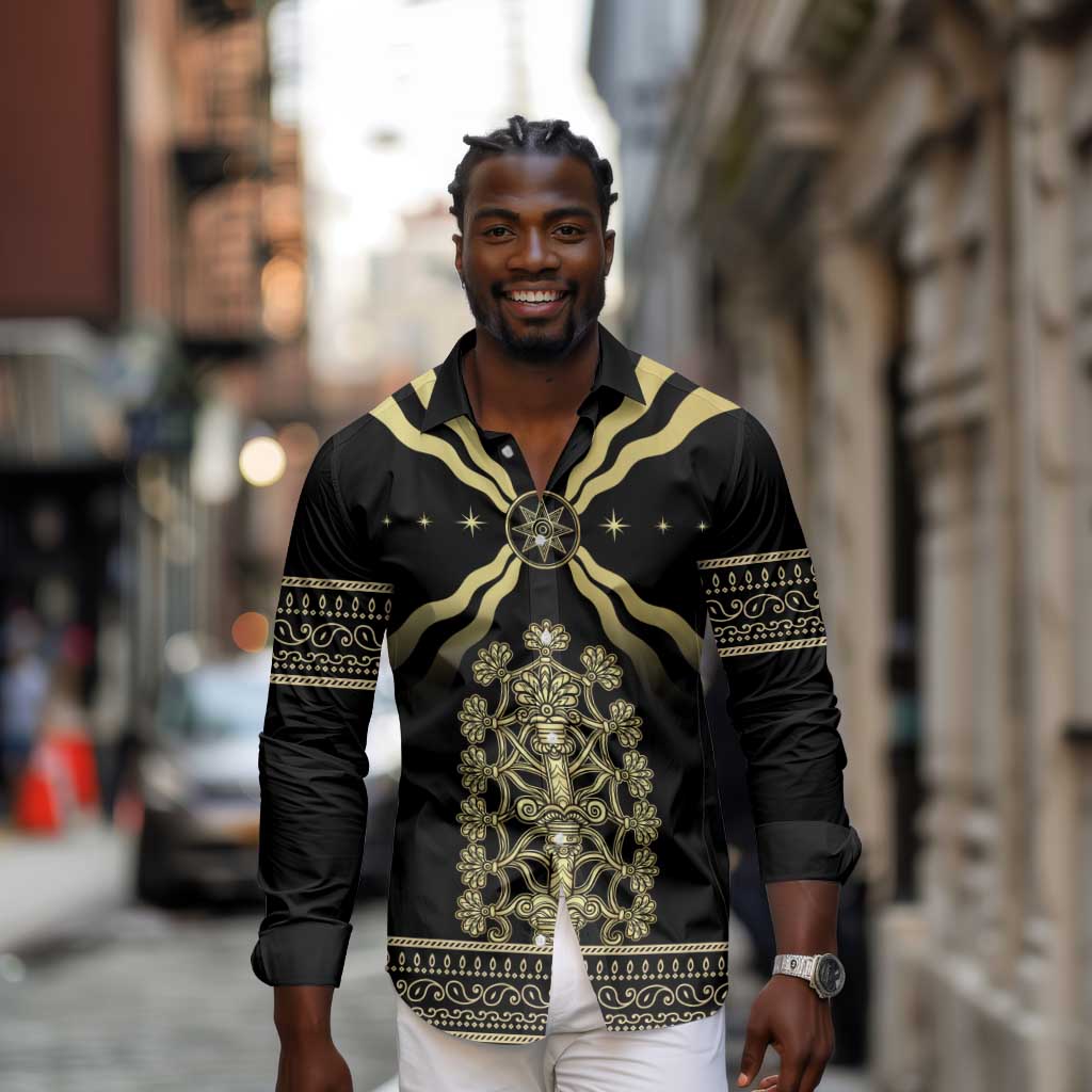 Assyria Empire Long Sleeve Button Shirt Assyrian Mythological Spirit