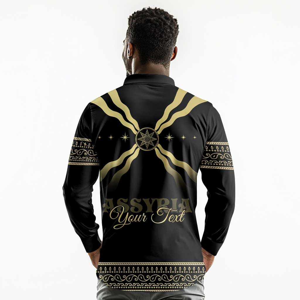 Assyria Empire Long Sleeve Polo Shirt Assyrian Mythological Spirit
