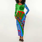 International Romani Day 2024 Long Sleeve Bodycon Dress Gypsy Pattern Tribal LT01