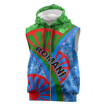International Romani Day 2024 Sleeveless Zip Hoodie Gypsy Pattern Tribal - African Pride