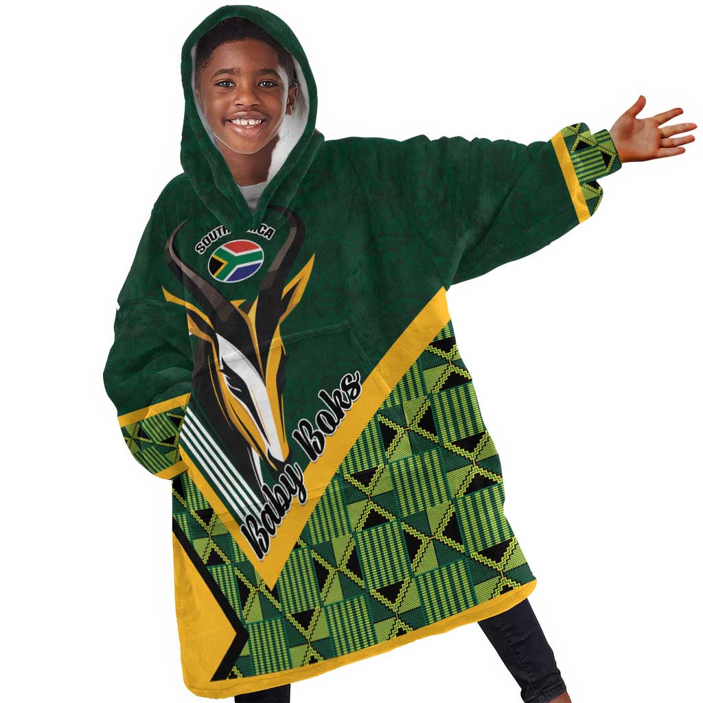 Custom Rugby South Africa Kid Wearable Blanket Hoodie Baby Boks Go Champions