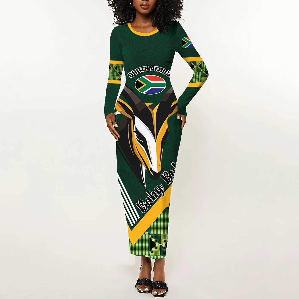 Custom Rugby South Africa Long Sleeve Bodycon Dress Baby Boks Go Champions