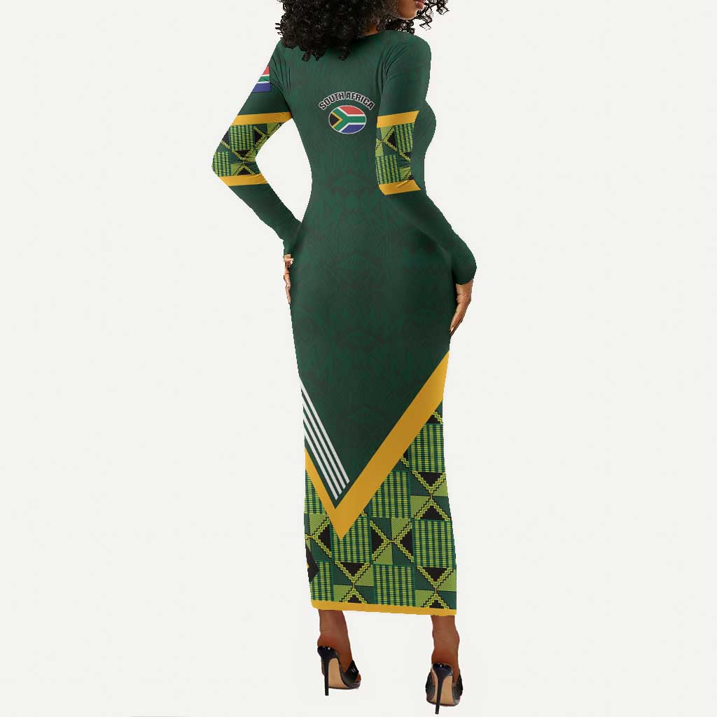 Custom Rugby South Africa Long Sleeve Bodycon Dress Baby Boks Go Champions