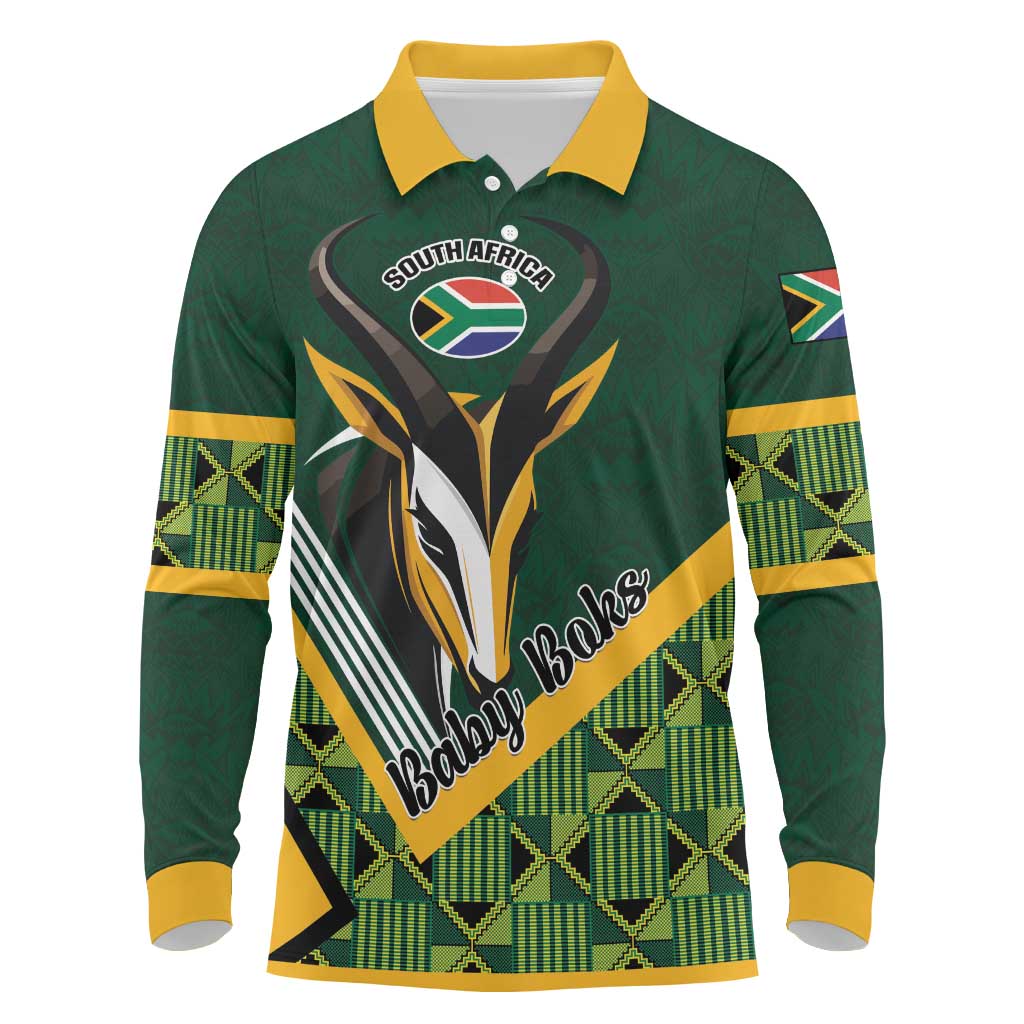 Custom Rugby South Africa Long Sleeve Polo Shirt Baby Boks Go Champions