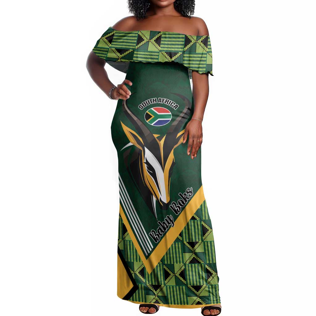 Custom Rugby South Africa Off Shoulder Maxi Dress Baby Boks Go Champions