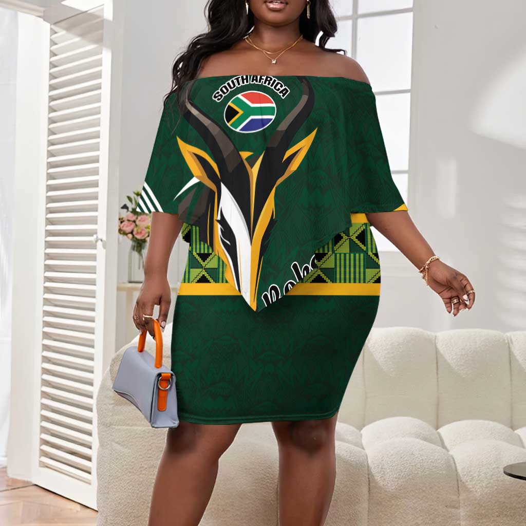 Custom Rugby South Africa Off Shoulder Short Dress Baby Boks Go Champions