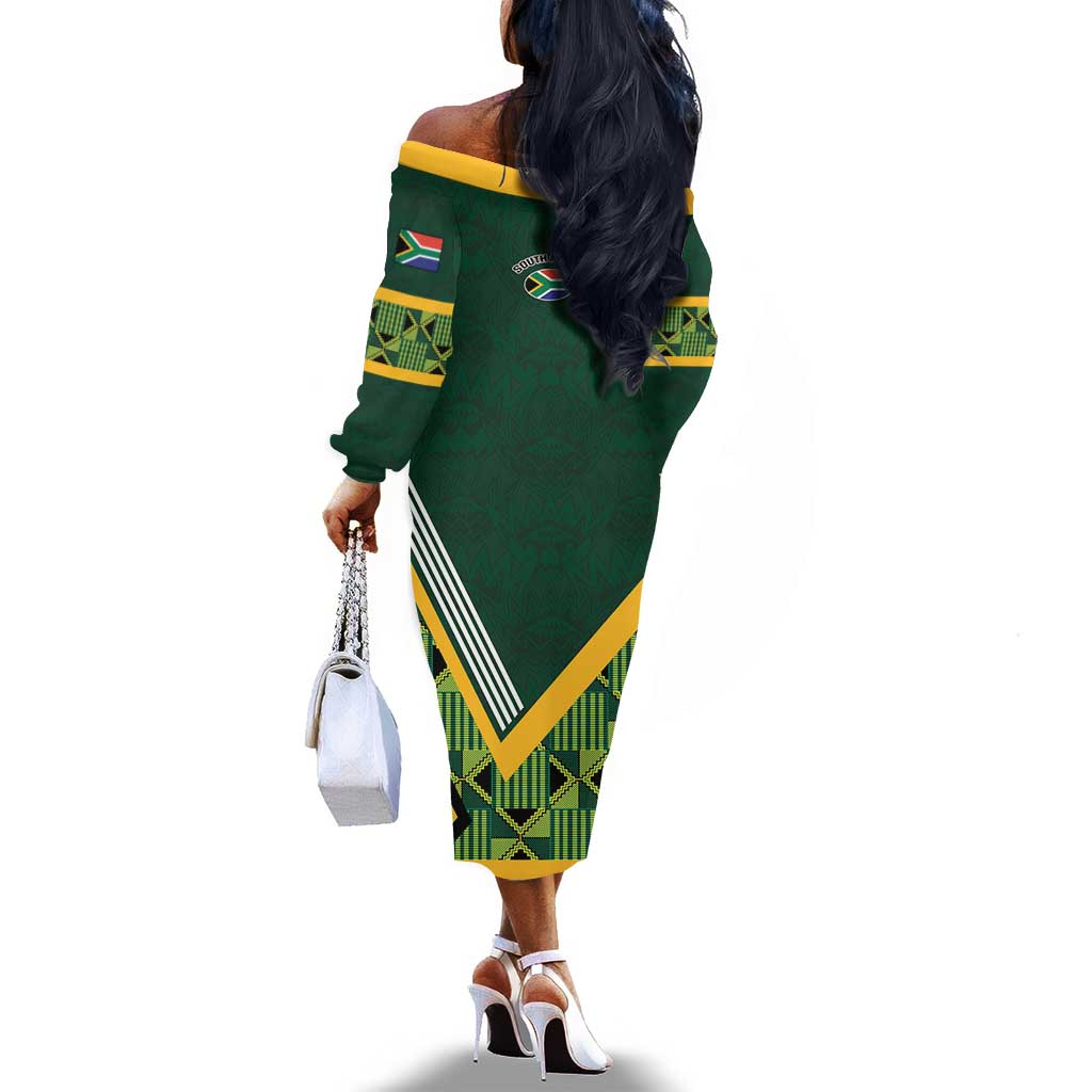 Custom Rugby South Africa Off The Shoulder Long Sleeve Dress Baby Boks Go Champions