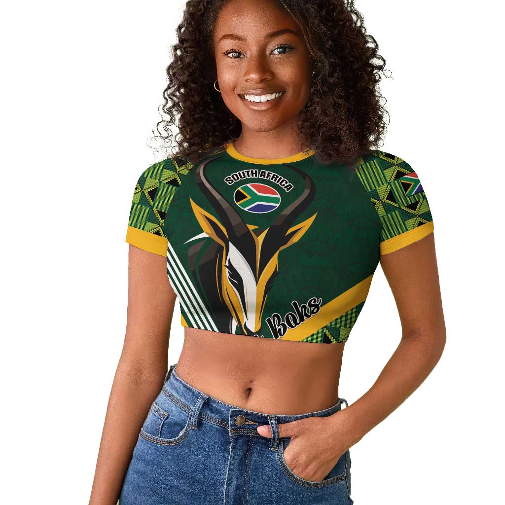 Custom Rugby South Africa Raglan Cropped T shirt Baby Boks Go Champions