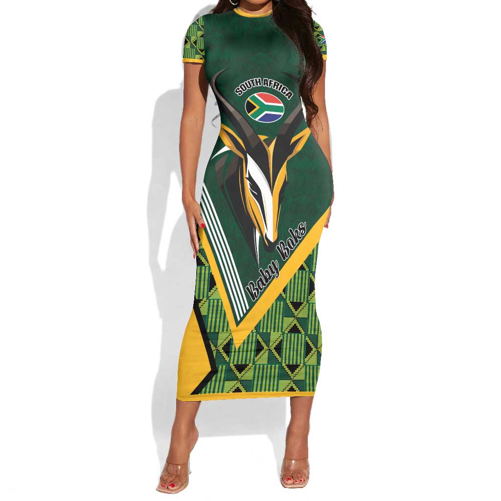 Custom Rugby South Africa Short Sleeve Bodycon Dress Baby Boks Go Champions