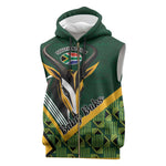 Custom Rugby South Africa Sleeveless Zip Hoodie Baby Boks Go Champions - African Pride